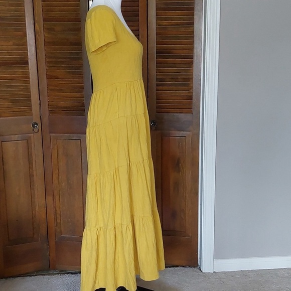 Maeve Anthropologie Mustard Yellow Gillian Tiered Maxi Dress sz S milkmaid - Picture 6 of 10